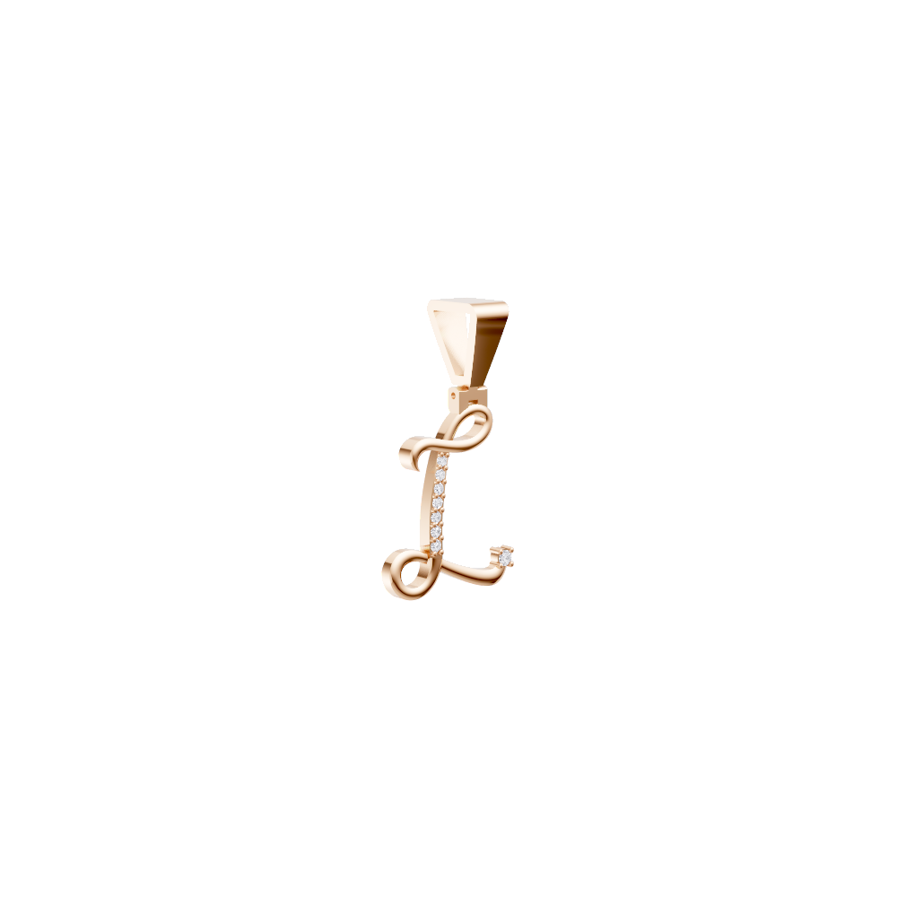 Aarinya Calligraphic Initial 'L' Lab Grown Diamond Pendant, The Script Initial 'L' Diamond Pendant