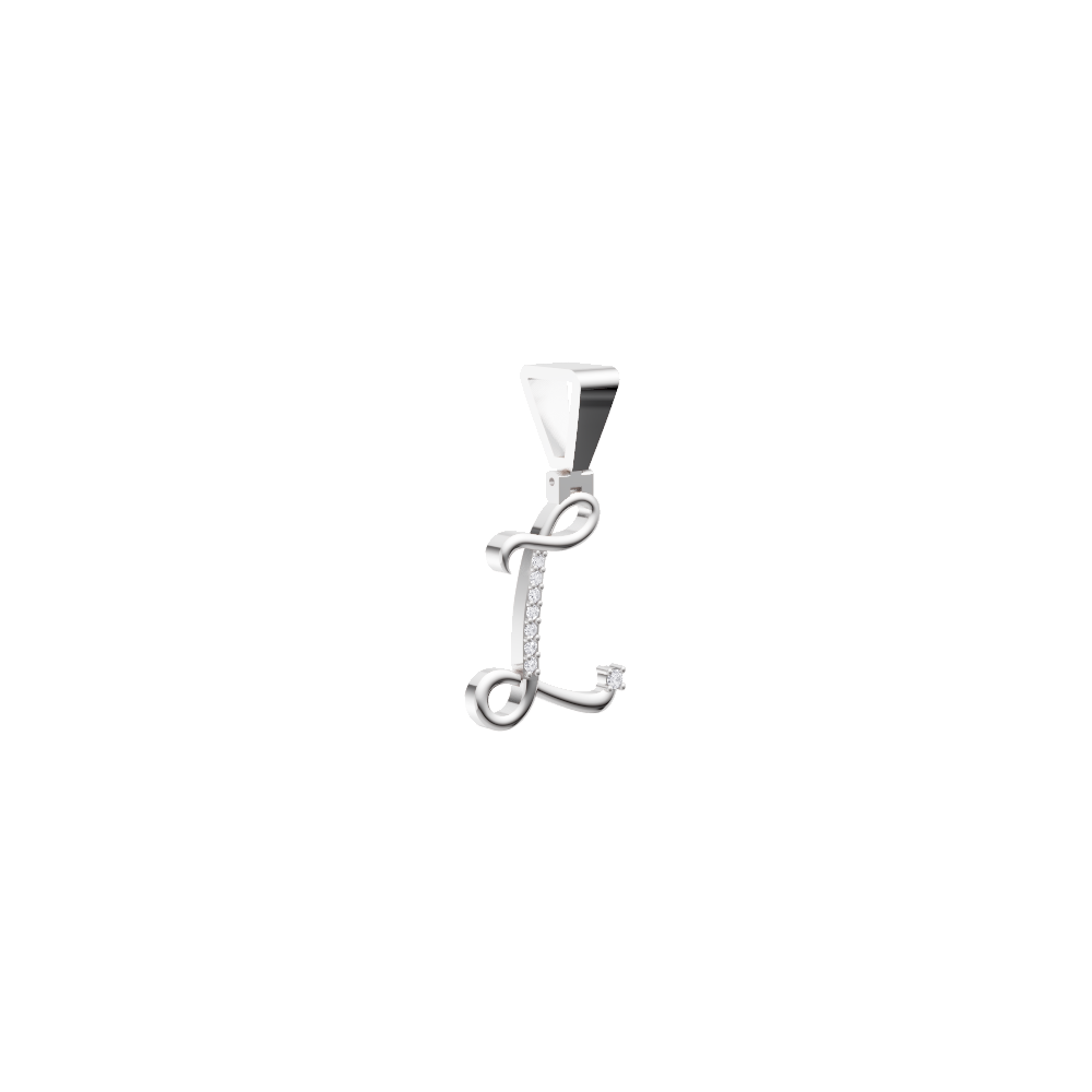 Aarinya Calligraphic Initial 'L' Lab Grown Diamond Pendant, The Script Initial 'L' Diamond Pendant