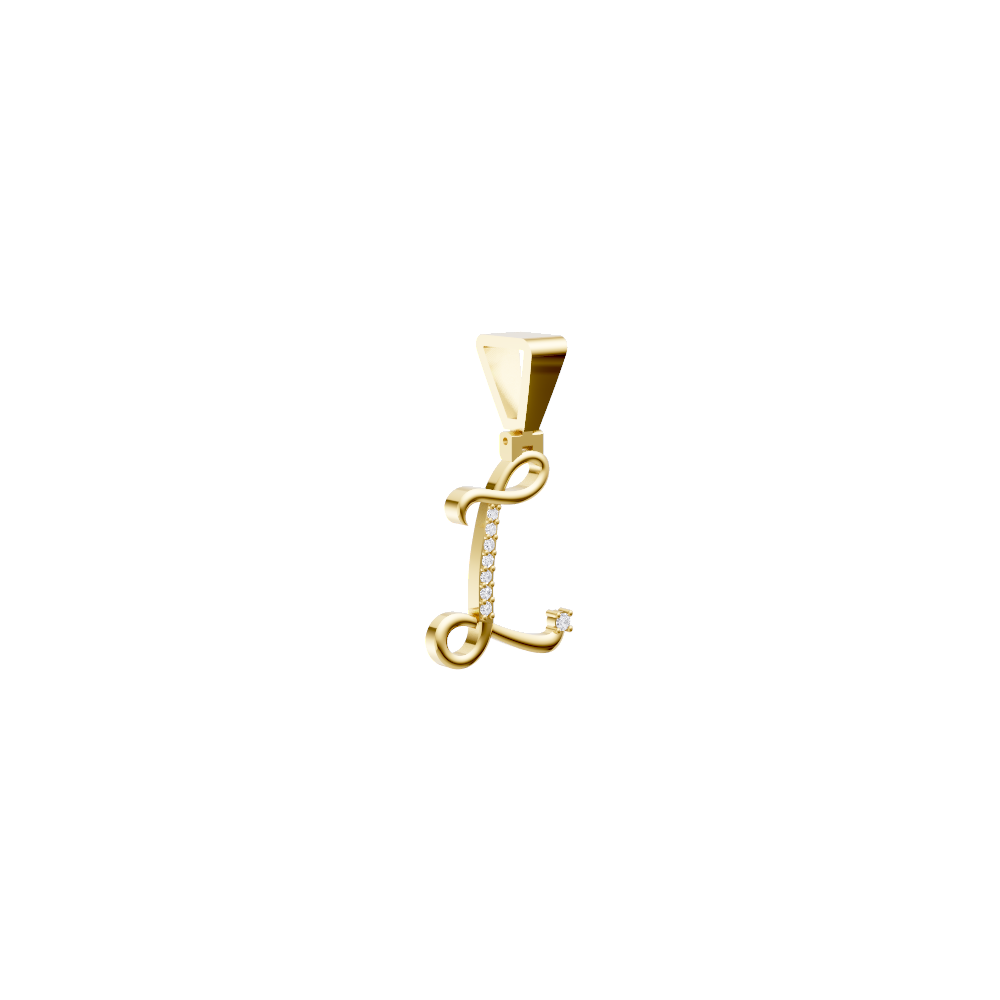Aarinya Calligraphic Initial 'L' Lab Grown Diamond Pendant, The Script Initial 'L' Diamond Pendant