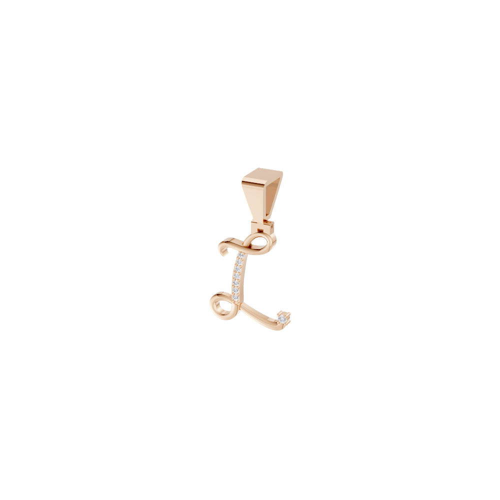 Aarinya Calligraphic Initial 'L' Lab Grown Diamond Pendant, The Script Initial 'L' Diamond Pendant