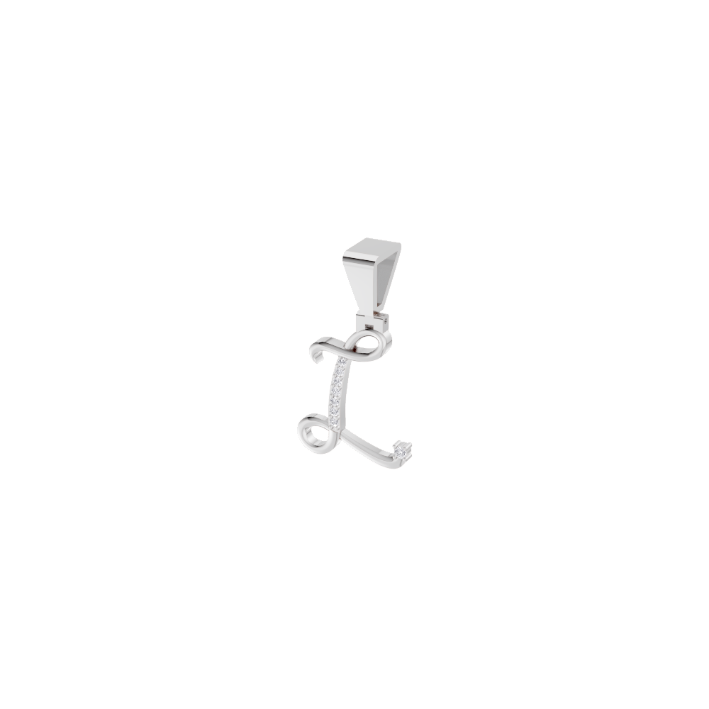 Aarinya Calligraphic Initial 'L' Lab Grown Diamond Pendant, The Script Initial 'L' Diamond Pendant