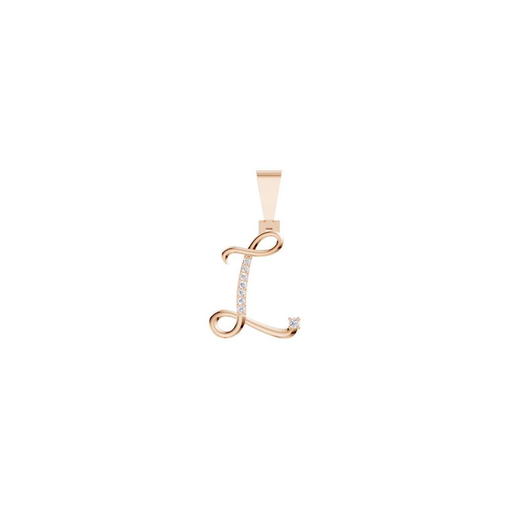 Aarinya Calligraphic Initial 'L' Lab Grown Diamond Pendant, The Script Initial 'L' Diamond Pendant