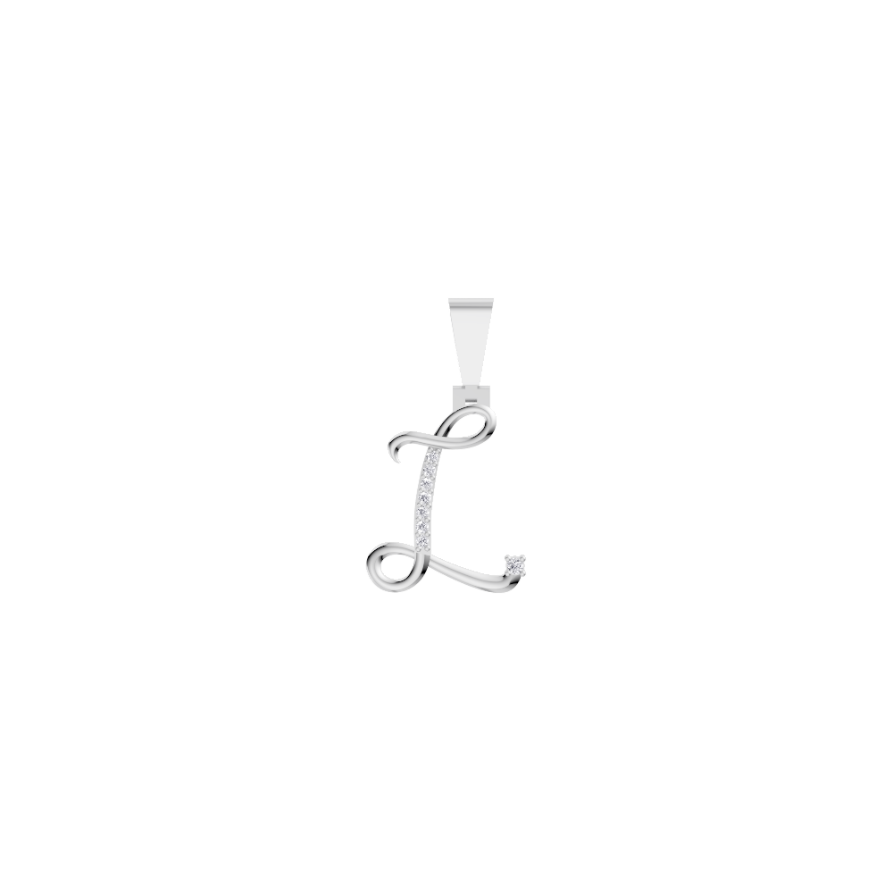 Aarinya Calligraphic Initial 'L' Lab Grown Diamond Pendant, The Script Initial 'L' Diamond Pendant