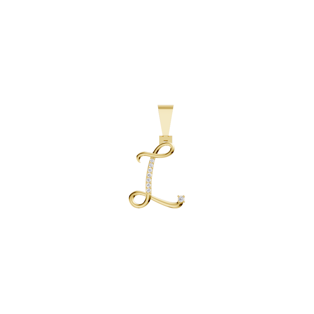 Aarinya Calligraphic Initial 'L' Lab Grown Diamond Pendant, The Script Initial 'L' Diamond Pendant