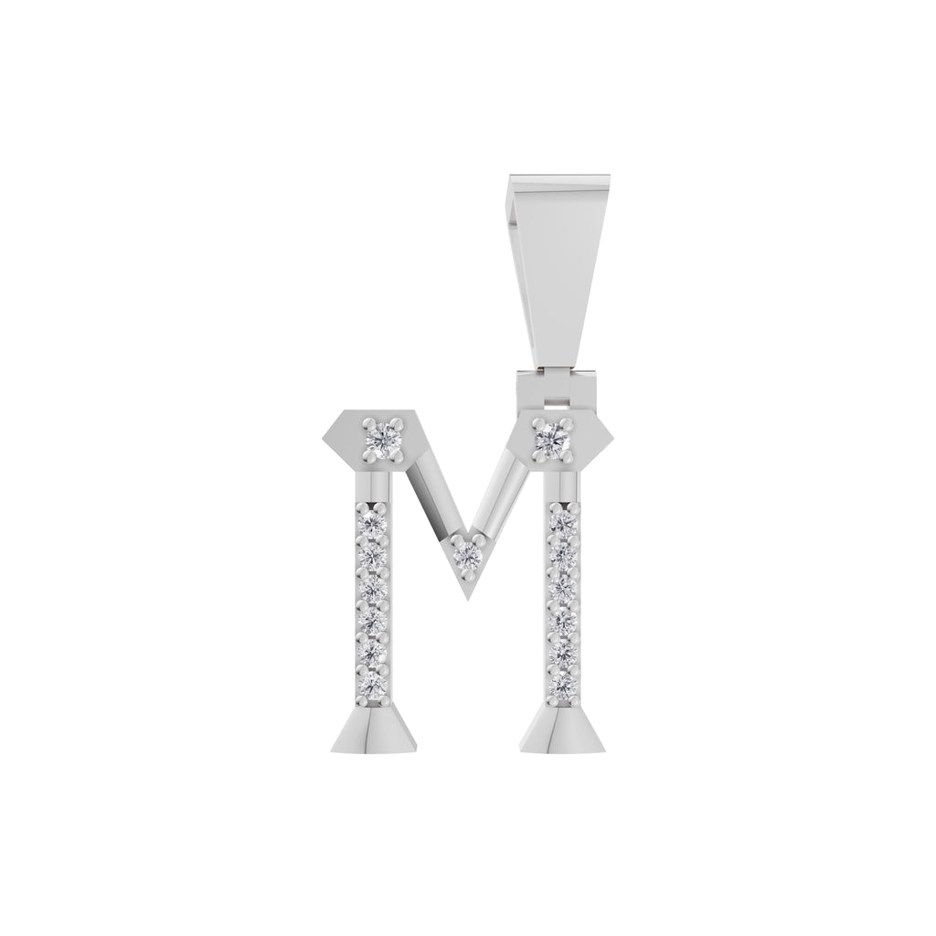 Aarinya Geometric Diamond Initial 'M' Pendant, The Signature Letter 'M' Pendant