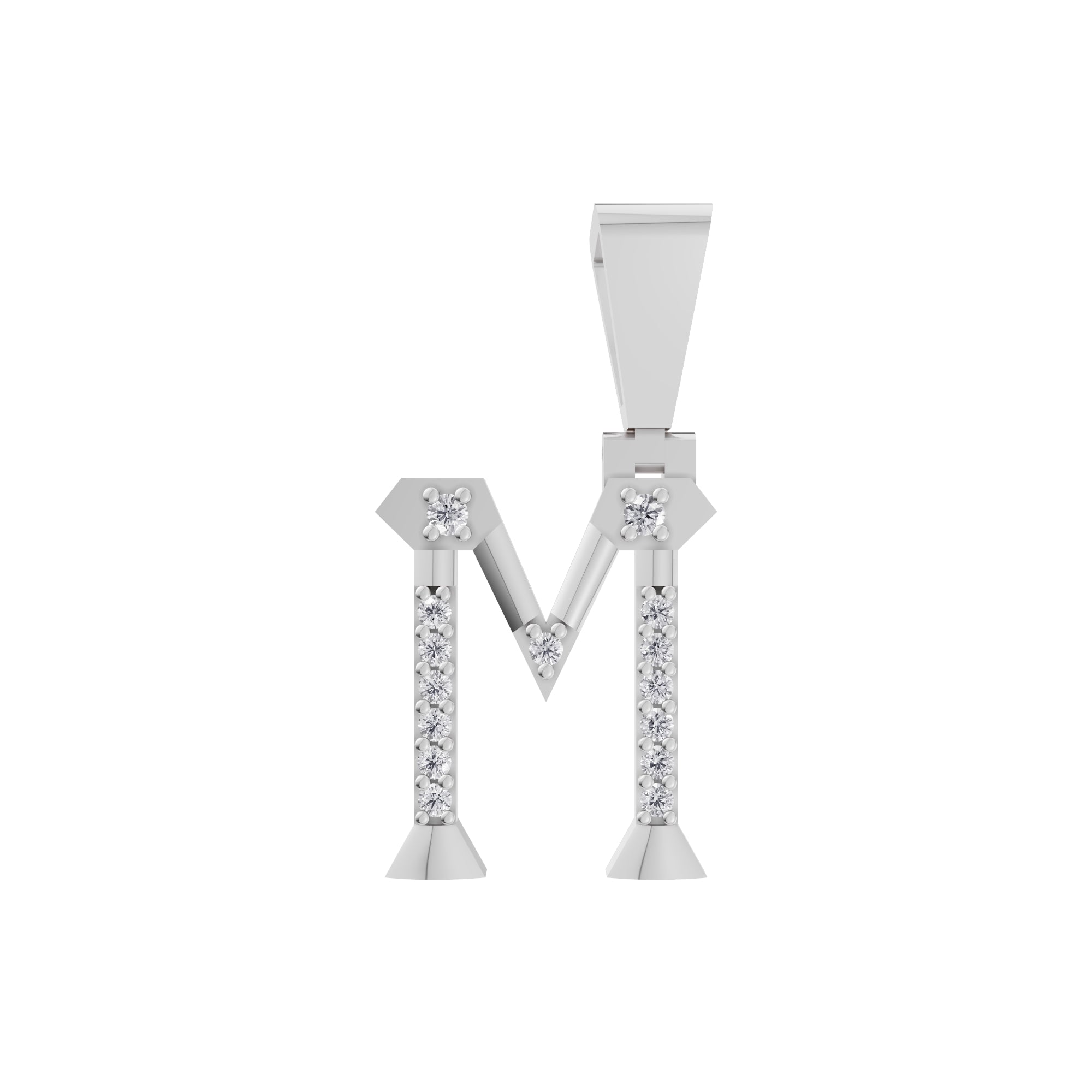 Aarinya Geometric Diamond Initial 'M' Pendant, The Signature Letter 'M' Pendant