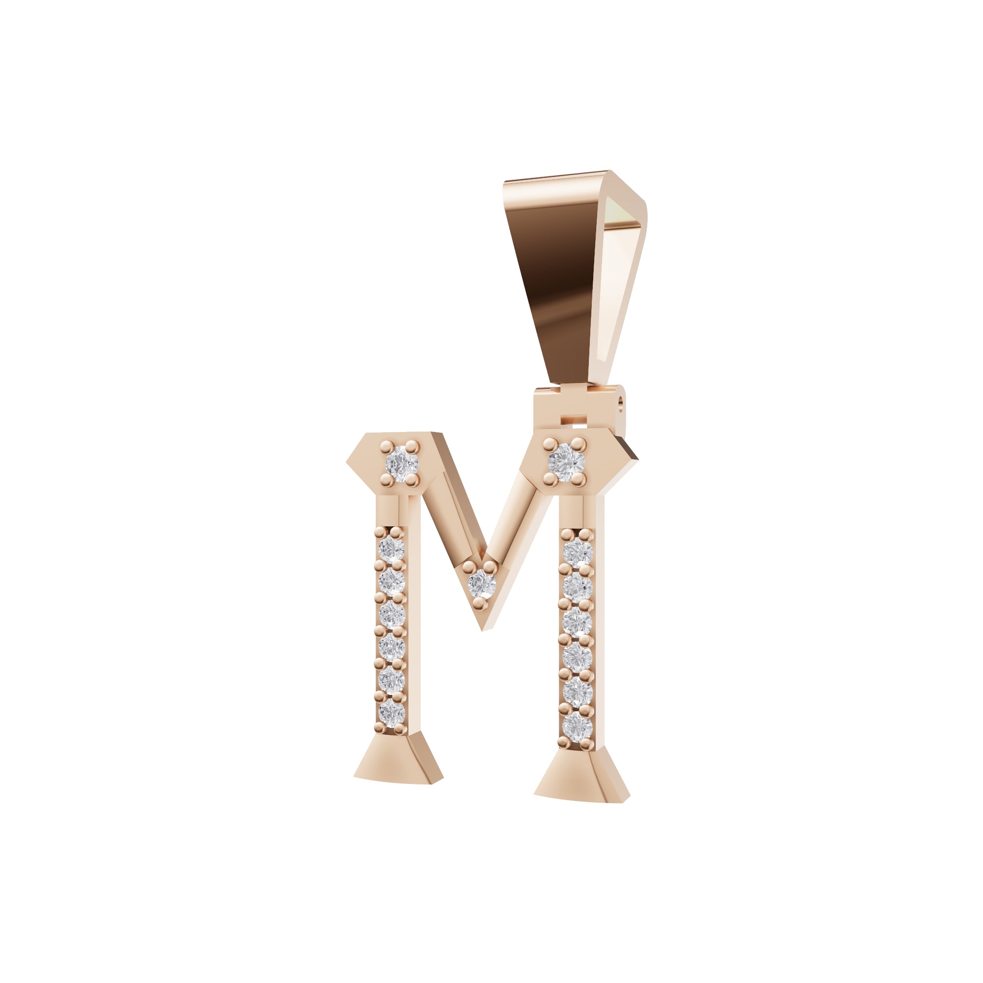 Aarinya Geometric Diamond Initial 'M' Pendant, The Signature Letter 'M' Pendant