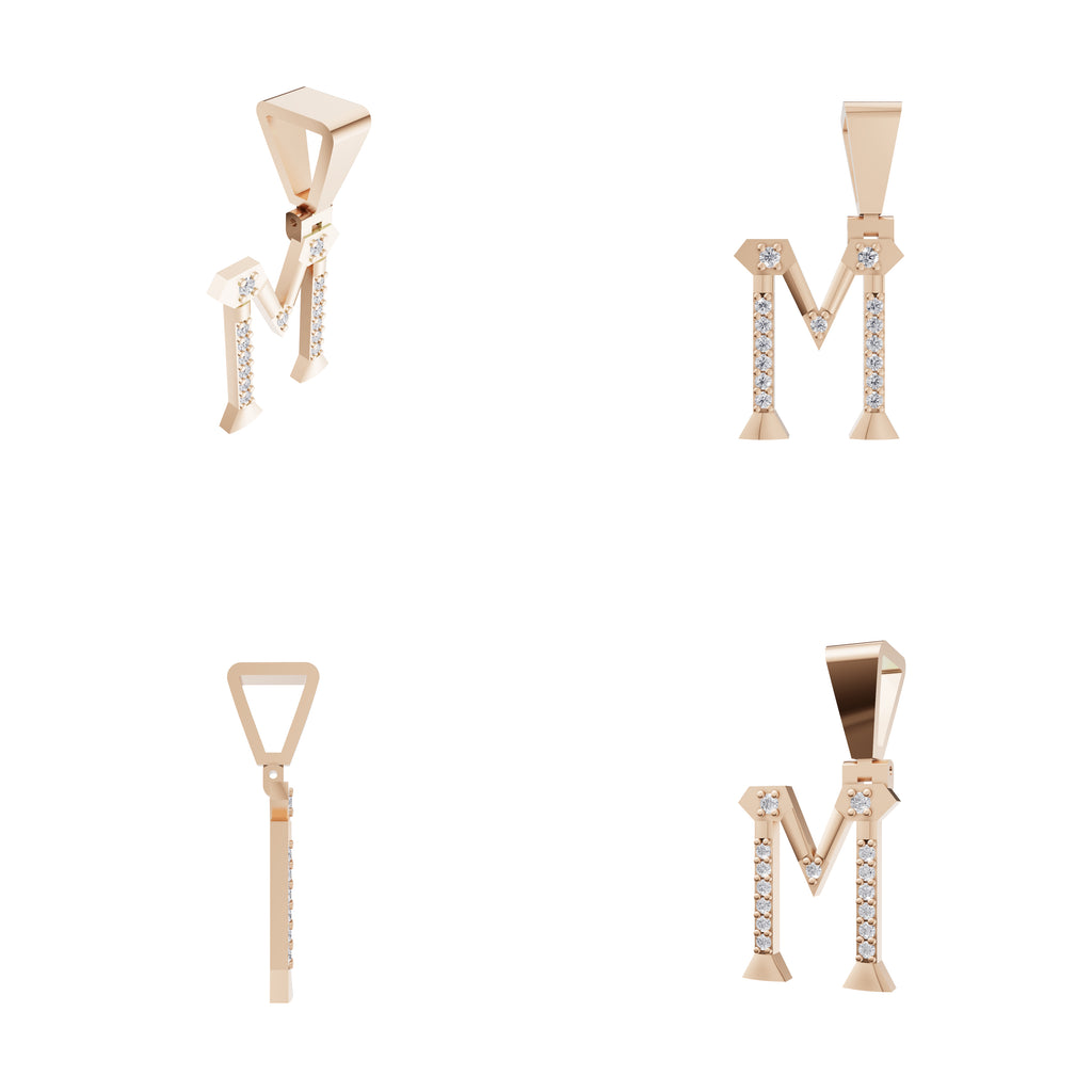 Aarinya Geometric Diamond Initial 'M' Pendant, The Signature Letter 'M' Pendant