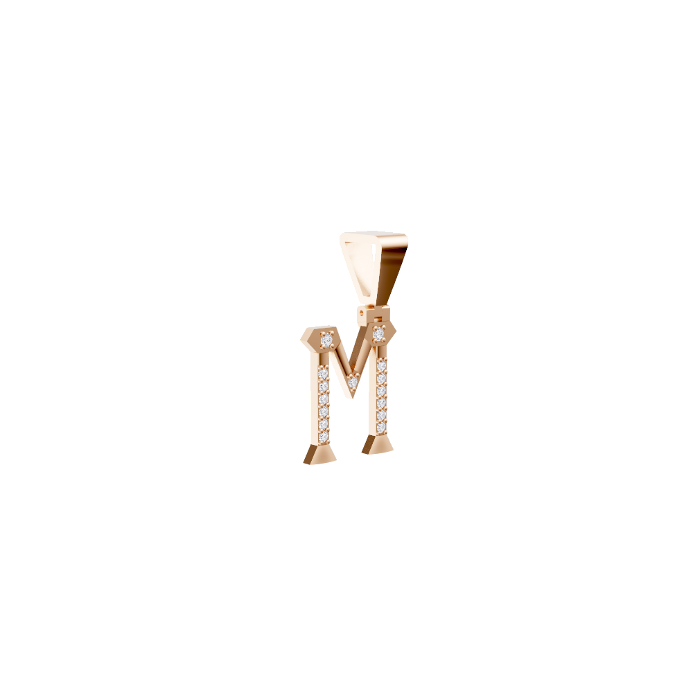 Aarinya Geometric Diamond Initial 'M' Pendant, The Signature Letter 'M' Pendant