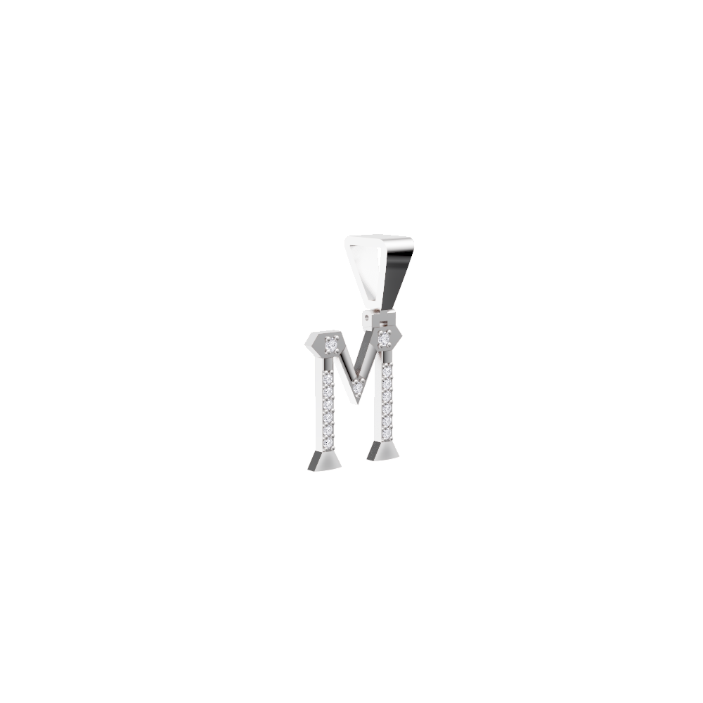 Aarinya Geometric Diamond Initial 'M' Pendant, The Signature Letter 'M' Pendant