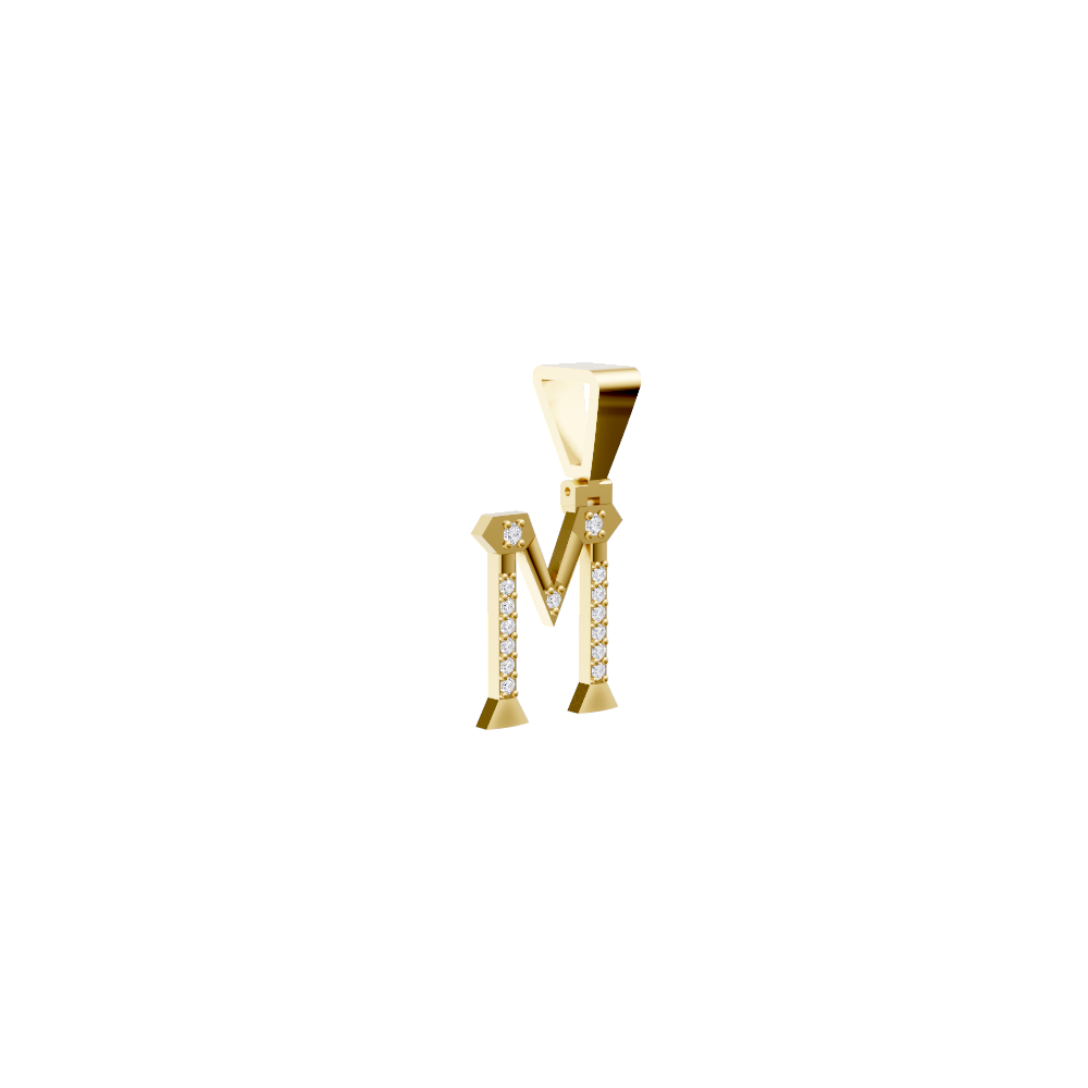 Aarinya Geometric Diamond Initial 'M' Pendant, The Signature Letter 'M' Pendant