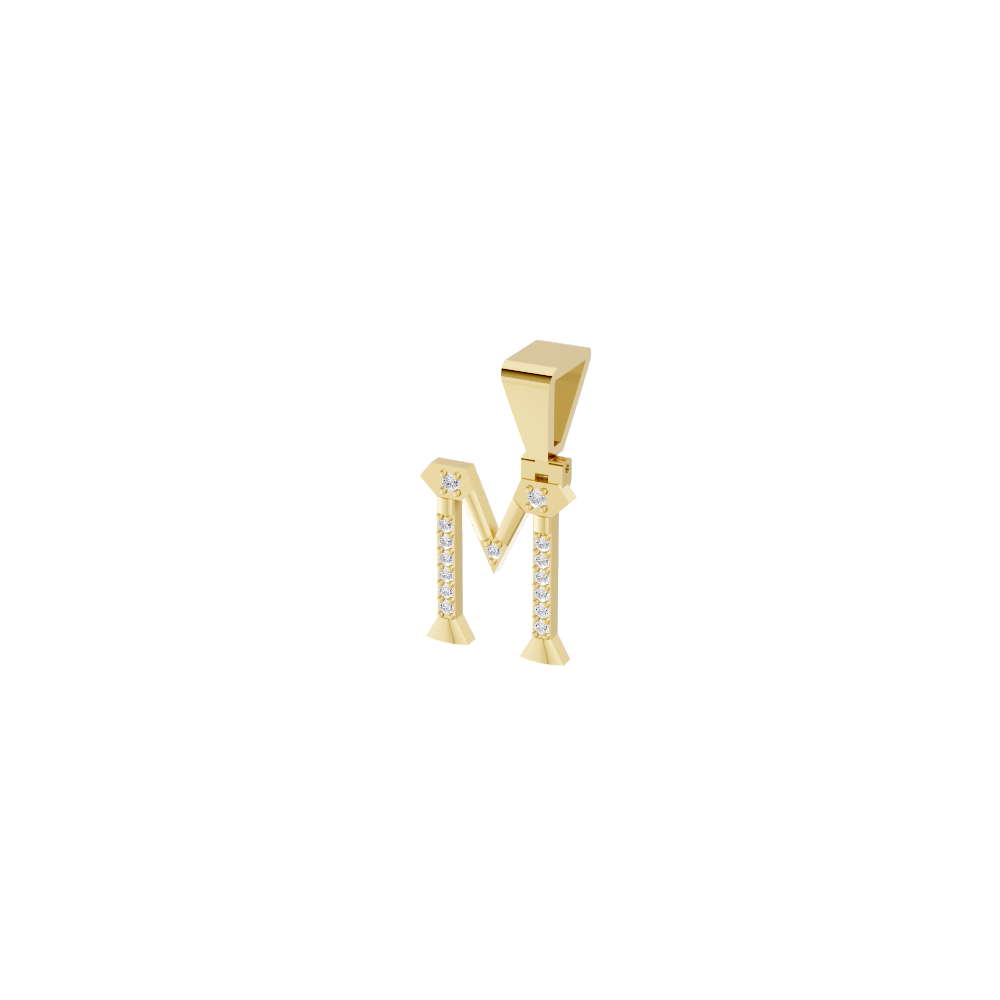 Aarinya Geometric Diamond Initial 'M' Pendant, The Signature Letter 'M' Pendant