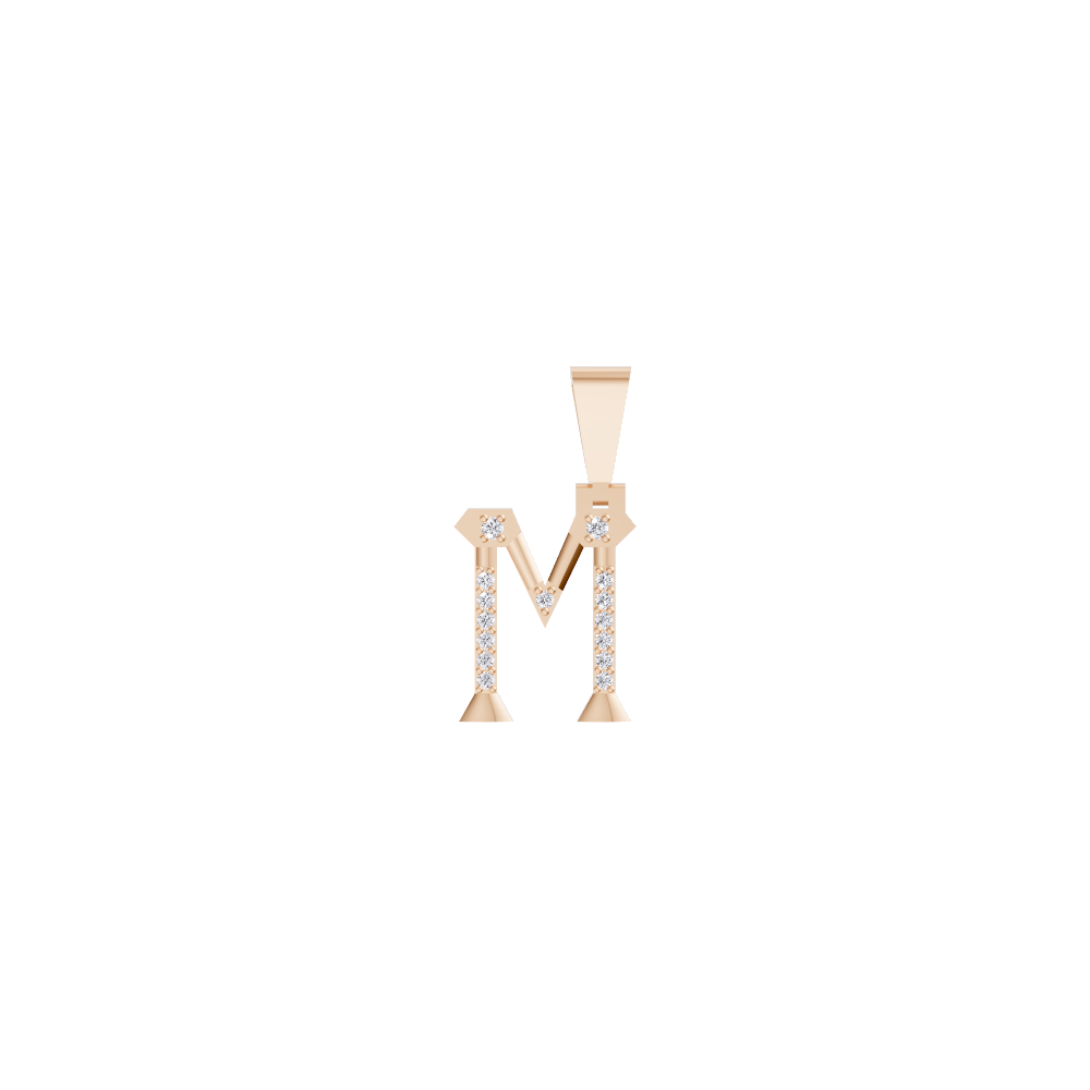 Aarinya Geometric Diamond Initial 'M' Pendant, The Signature Letter 'M' Pendant
