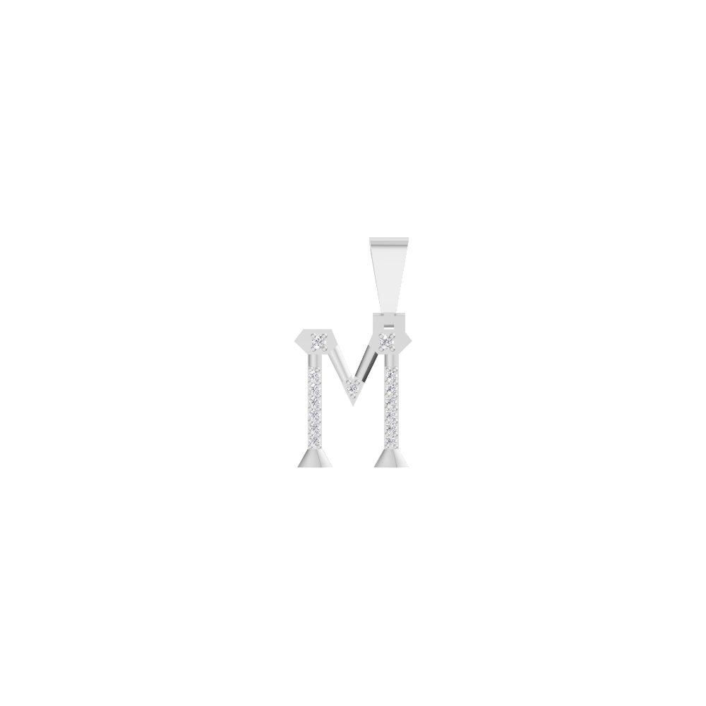 Aarinya Geometric Diamond Initial 'M' Pendant, The Signature Letter 'M' Pendant