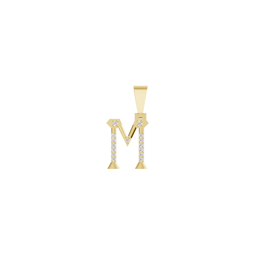 Aarinya Geometric Diamond Initial 'M' Pendant, The Signature Letter 'M' Pendant