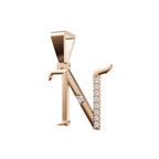 Aarinya Curved 'N' Diamond Alphabet Pendant, The Calligraphic Diamond Initial 'N' Pendant