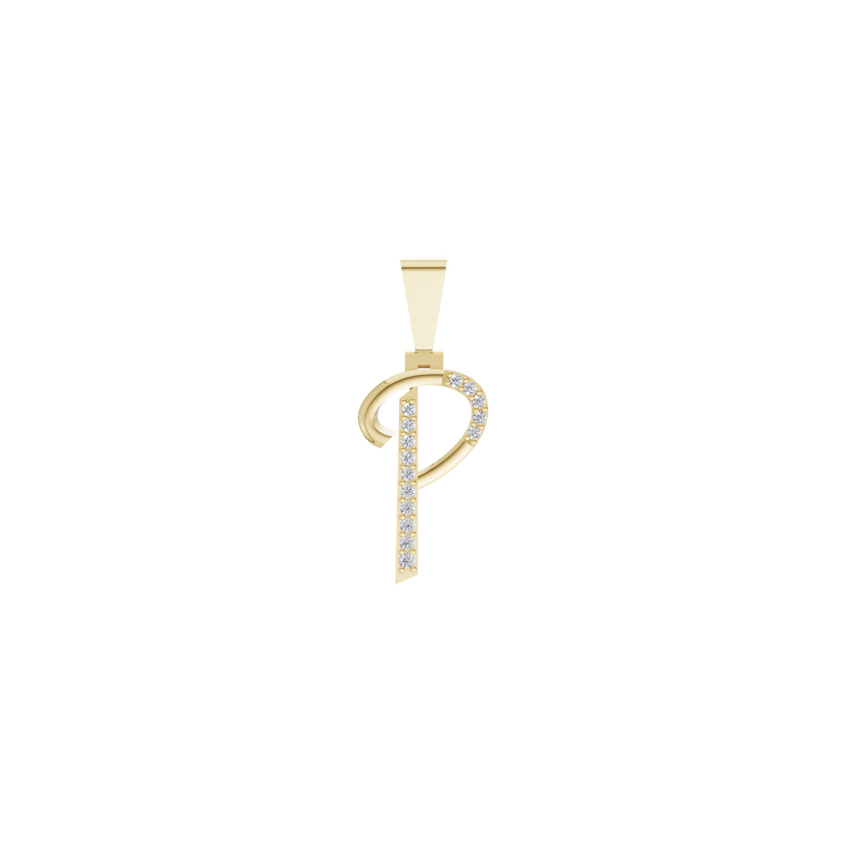 Aarinya Flowing Initial 'P' Gold Diamond Pendant