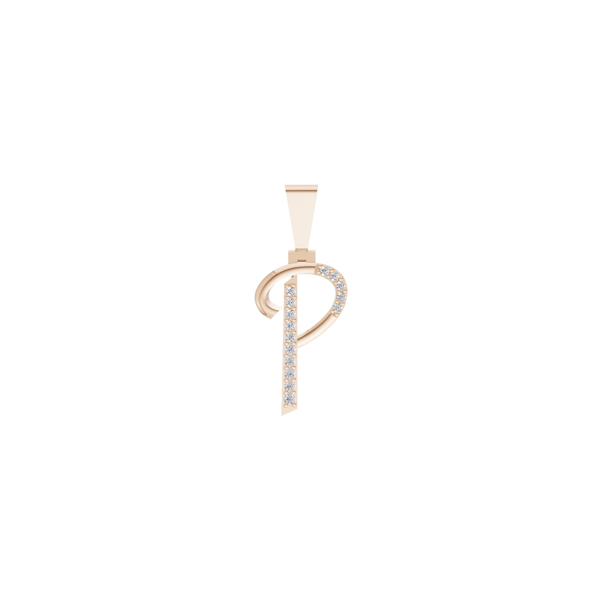 Aarinya Flowing Initial 'P' Gold Diamond Pendant