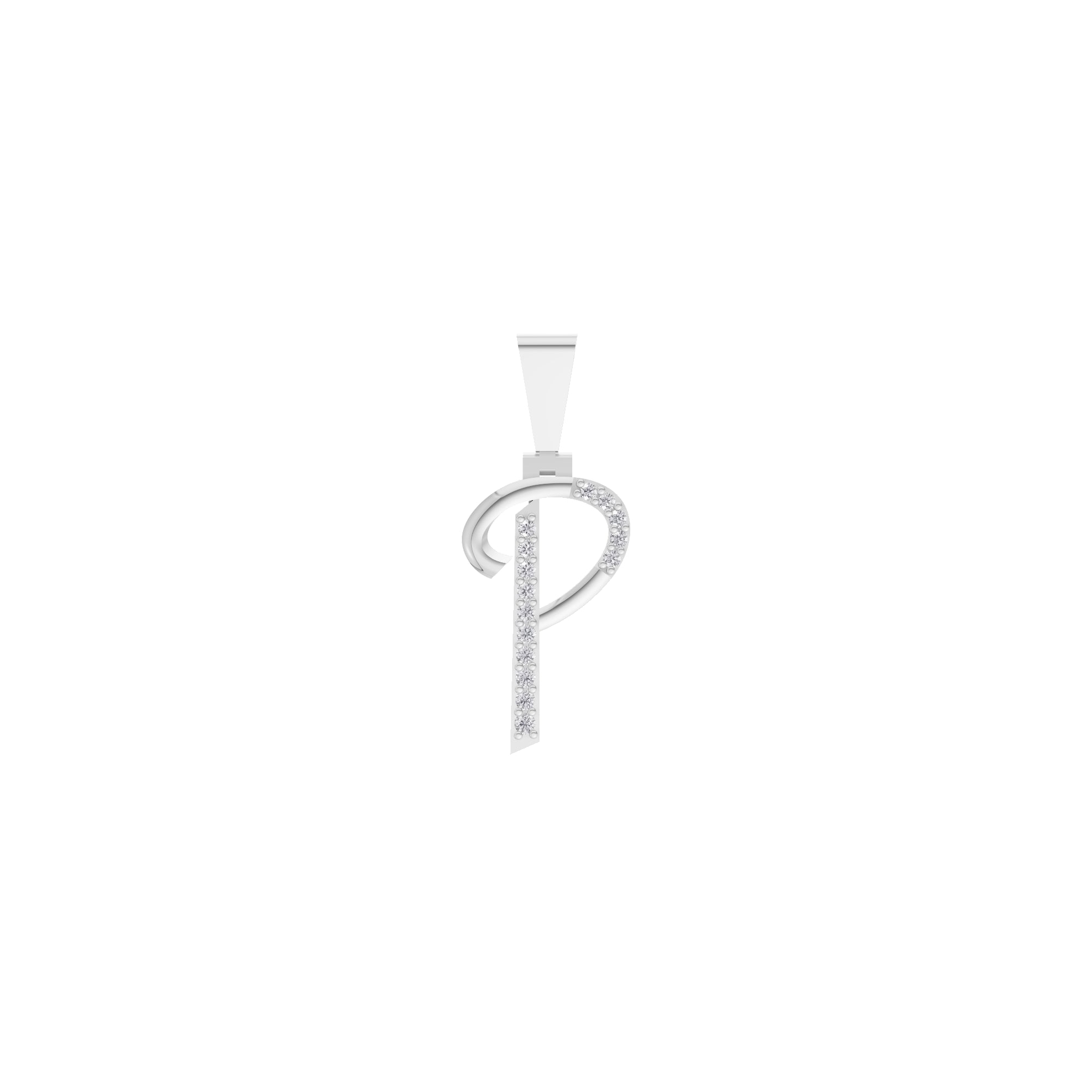 Aarinya Flowing Initial 'P' Gold Diamond Pendant