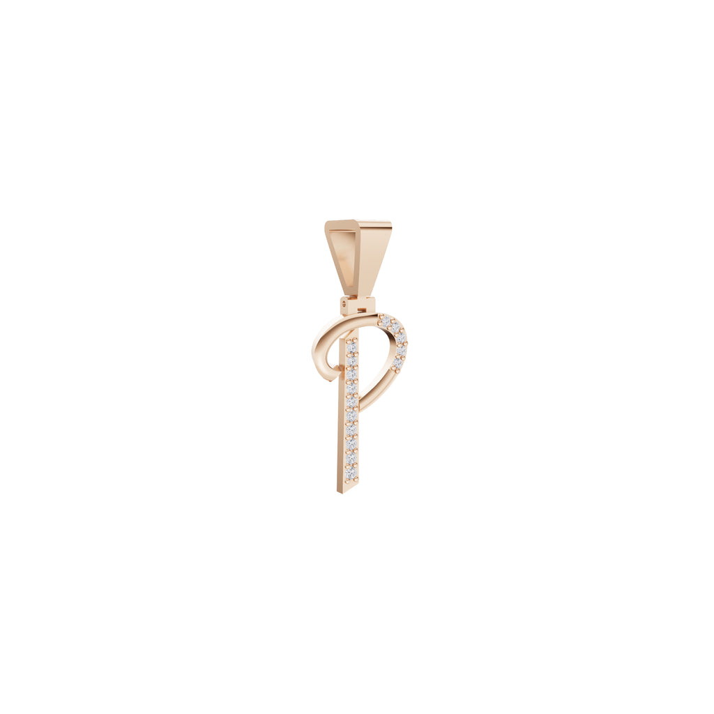 Aarinya Flowing Initial 'P' Gold Diamond Pendant