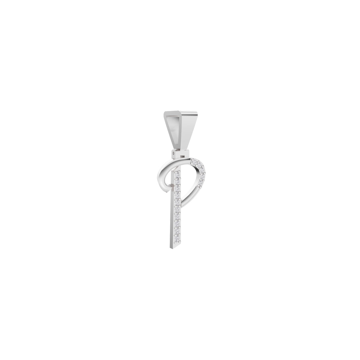 Aarinya Flowing Initial 'P' Gold Diamond Pendant