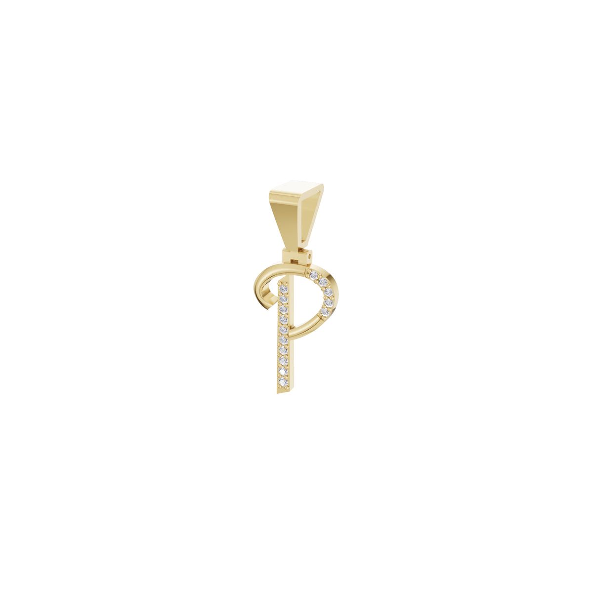 Aarinya Flowing Initial 'P' Gold Diamond Pendant