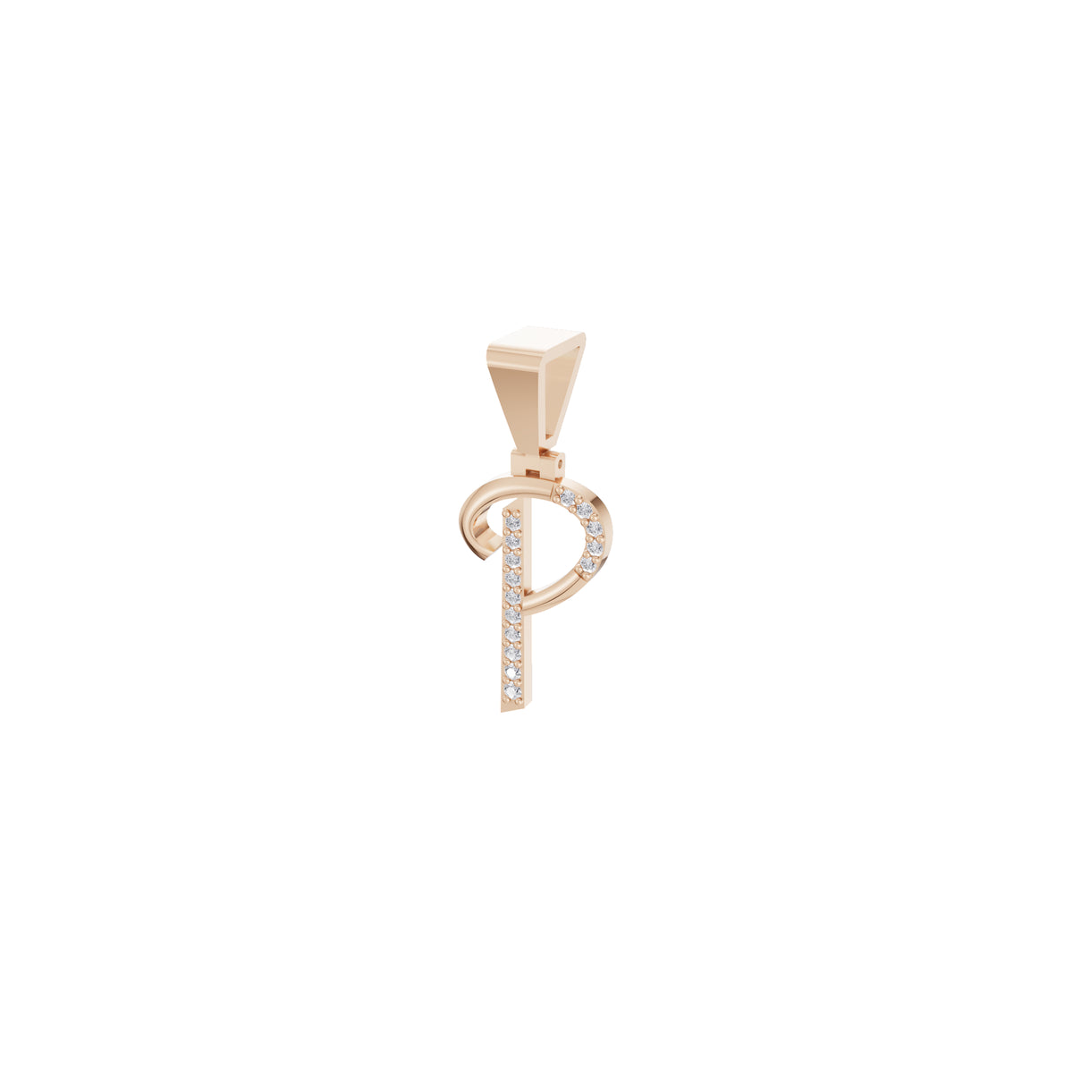 Aarinya Flowing Initial 'P' Gold Diamond Pendant