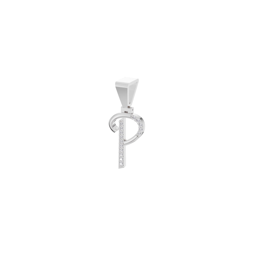 Aarinya Flowing Initial 'P' Gold Diamond Pendant