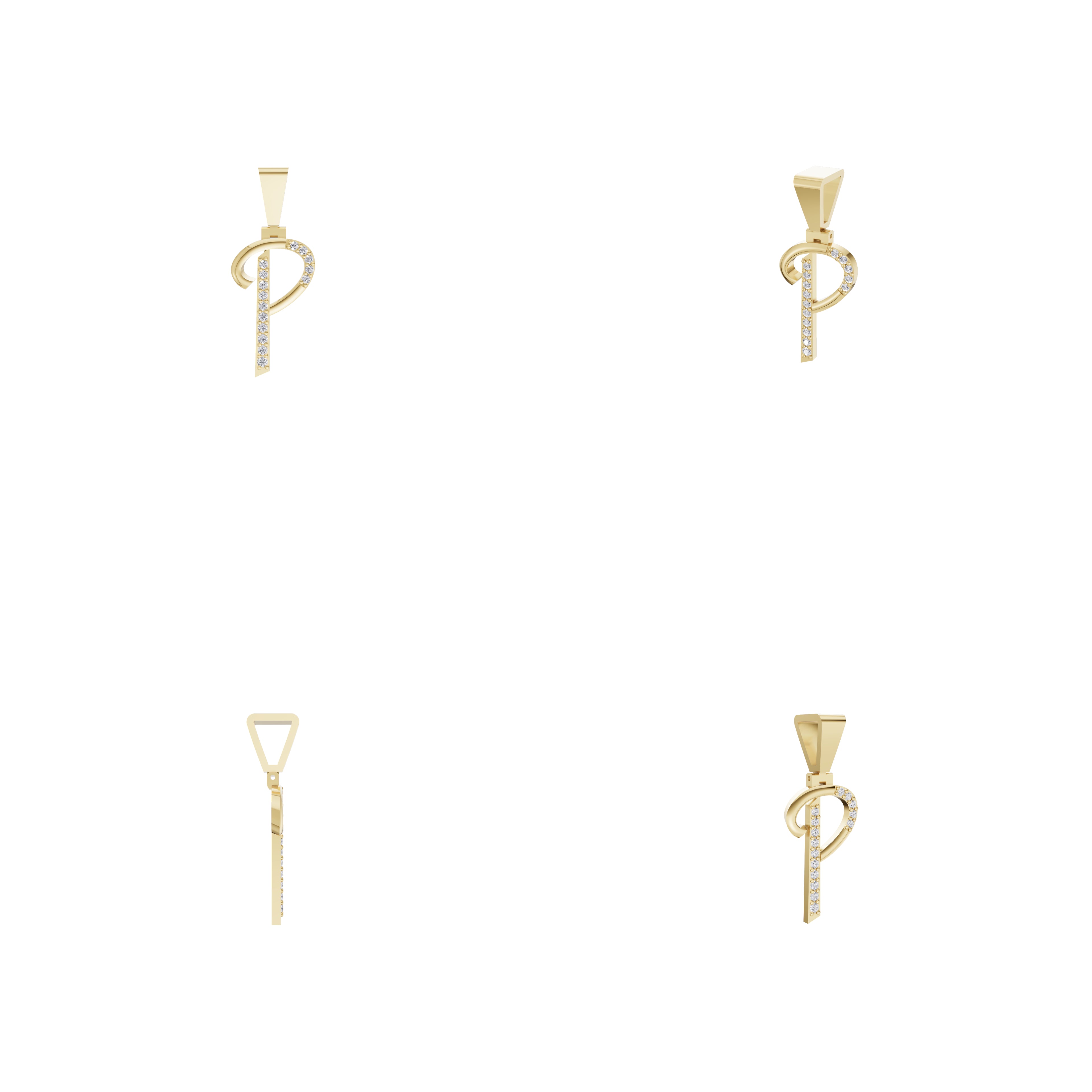 Aarinya Flowing Initial 'P' Gold Diamond Pendant