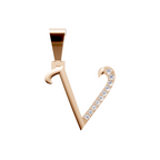 Aarinya Pave Accent Diamond Letter 'V' Pendant, The Calligraphic Diamond Initial 'V' Pendant