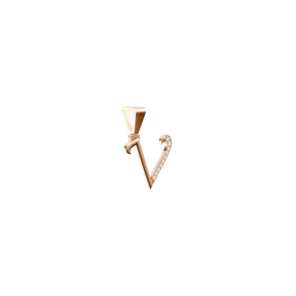 Aarinya Pave Accent Diamond Letter 'V' Pendant, The Calligraphic Diamond Initial 'V' Pendant
