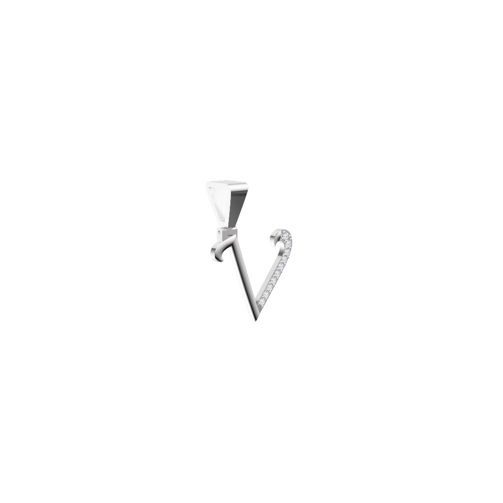 Aarinya Pave Accent Diamond Letter 'V' Pendant, The Calligraphic Diamond Initial 'V' Pendant