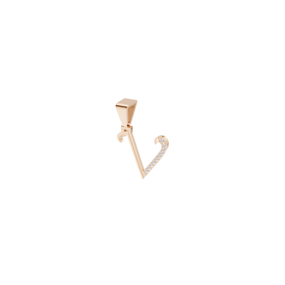 Aarinya Pave Accent Diamond Letter 'V' Pendant, The Calligraphic Diamond Initial 'V' Pendant