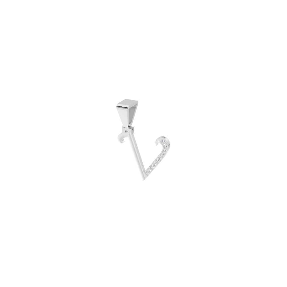 Aarinya Pave Accent Diamond Letter 'V' Pendant, The Calligraphic Diamond Initial 'V' Pendant