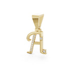 Aarinya Script Yellow Gold 'A' Lab Grown Diamond Pendant, The Solstice Script Initial 'A' Pendant