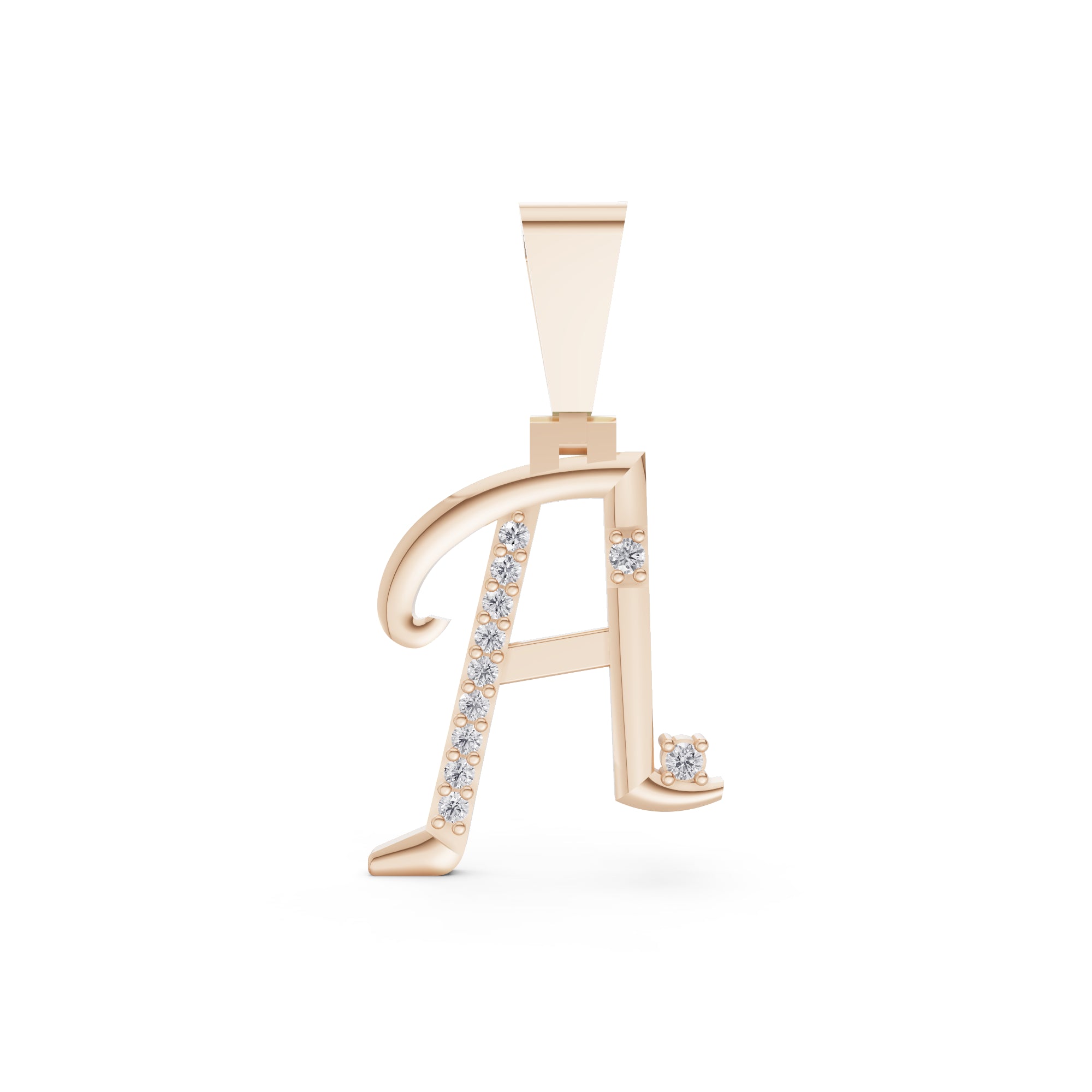 Aarinya Script Yellow Gold 'A' Lab Grown Diamond Pendant, The Solstice Script Initial 'A' Pendant