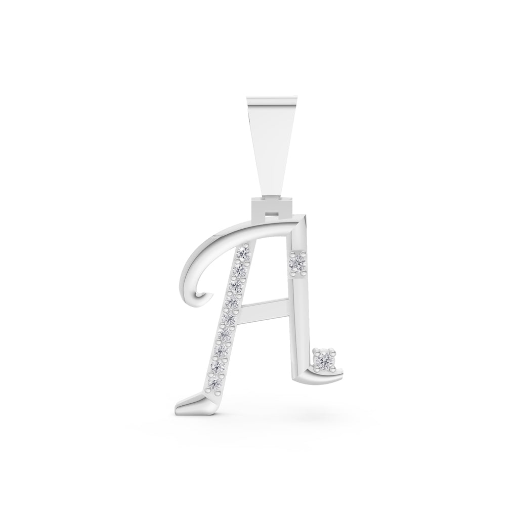 Aarinya Script Yellow Gold 'A' Lab Grown Diamond Pendant, The Solstice Script Initial 'A' Pendant