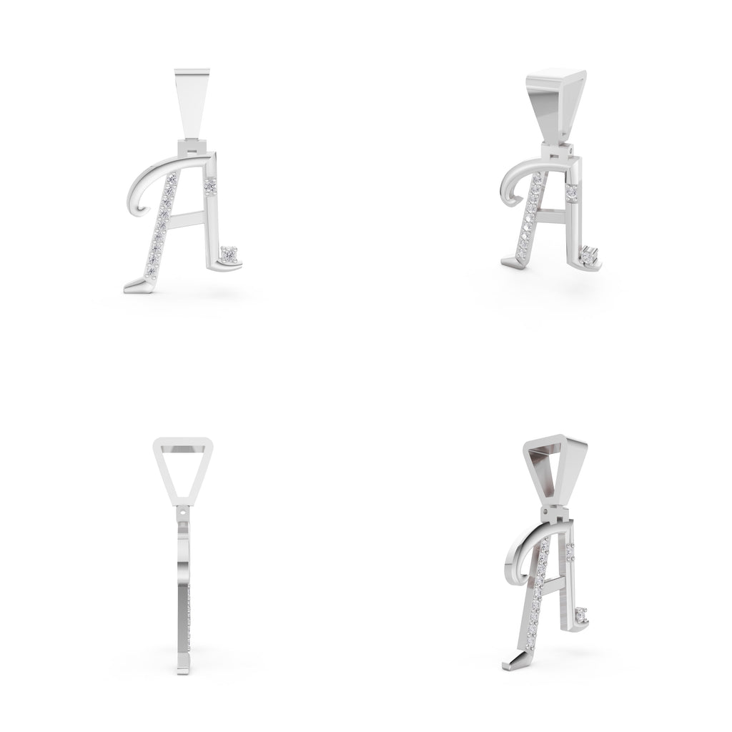 Aarinya Script Yellow Gold 'A' Lab Grown Diamond Pendant, The Solstice Script Initial 'A' Pendant