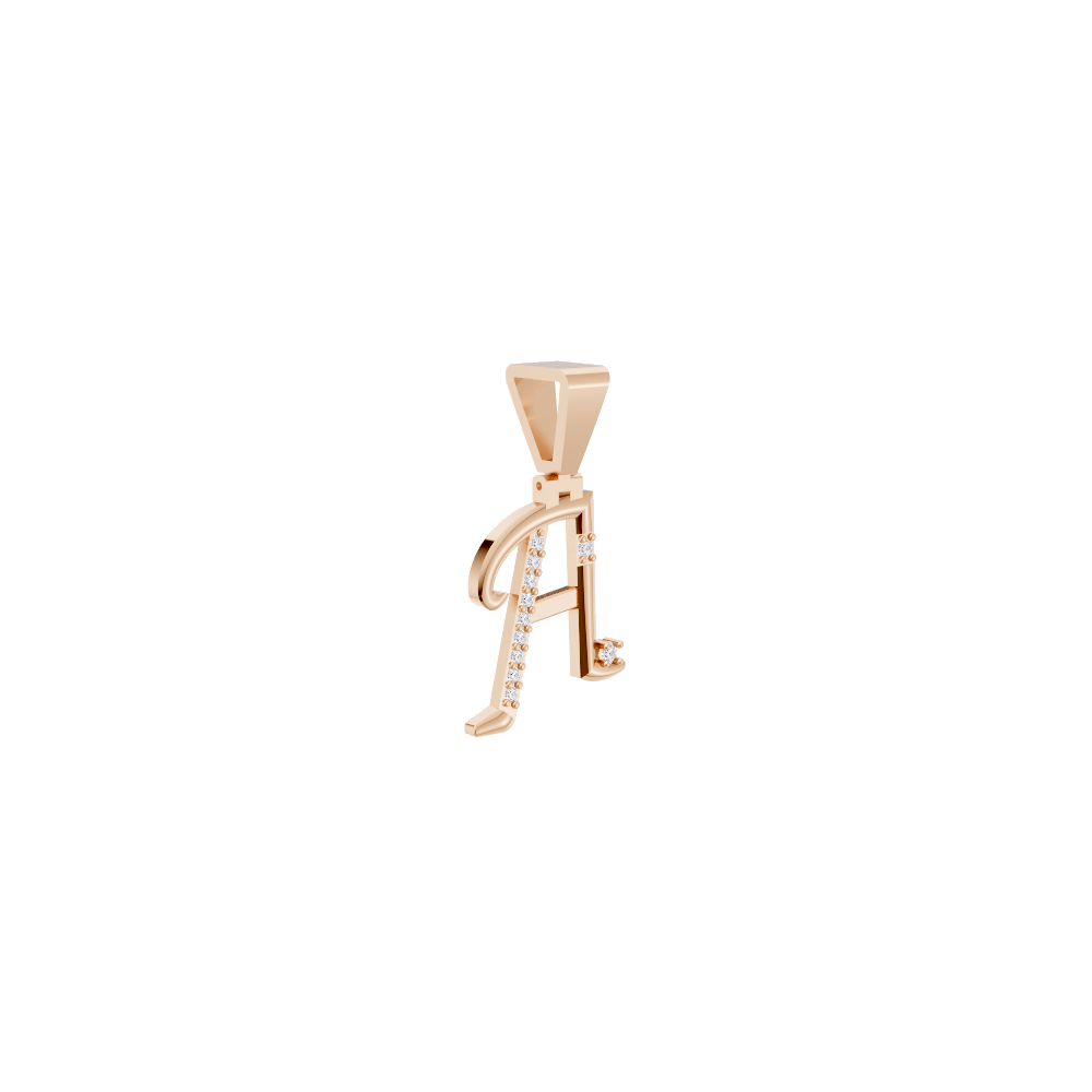 Aarinya Script Yellow Gold 'A' Lab Grown Diamond Pendant, The Solstice Script Initial 'A' Pendant