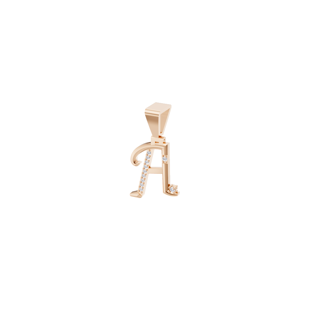 Aarinya Script Yellow Gold 'A' Lab Grown Diamond Pendant, The Solstice Script Initial 'A' Pendant