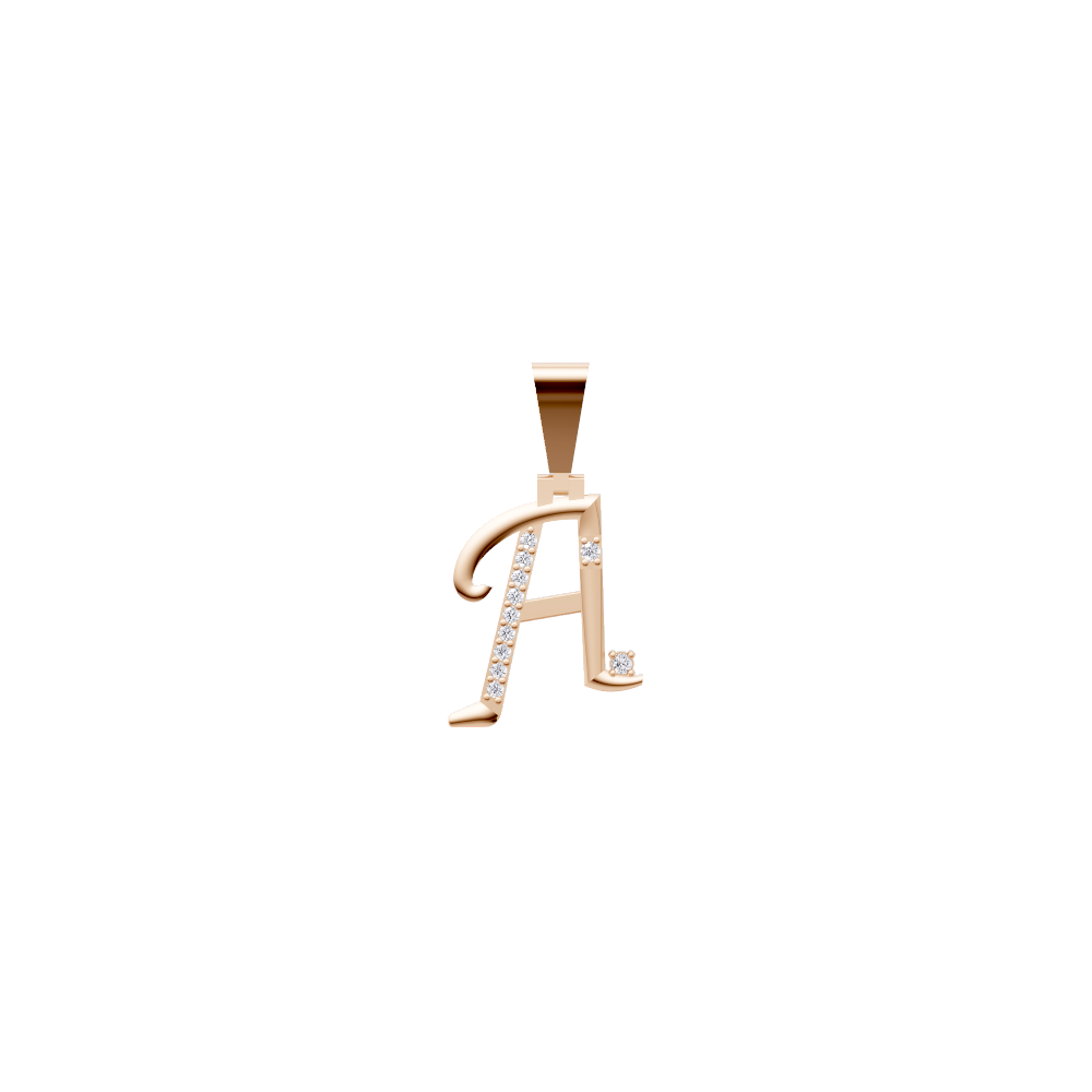 Aarinya Script Yellow Gold 'A' Lab Grown Diamond Pendant, The Solstice Script Initial 'A' Pendant