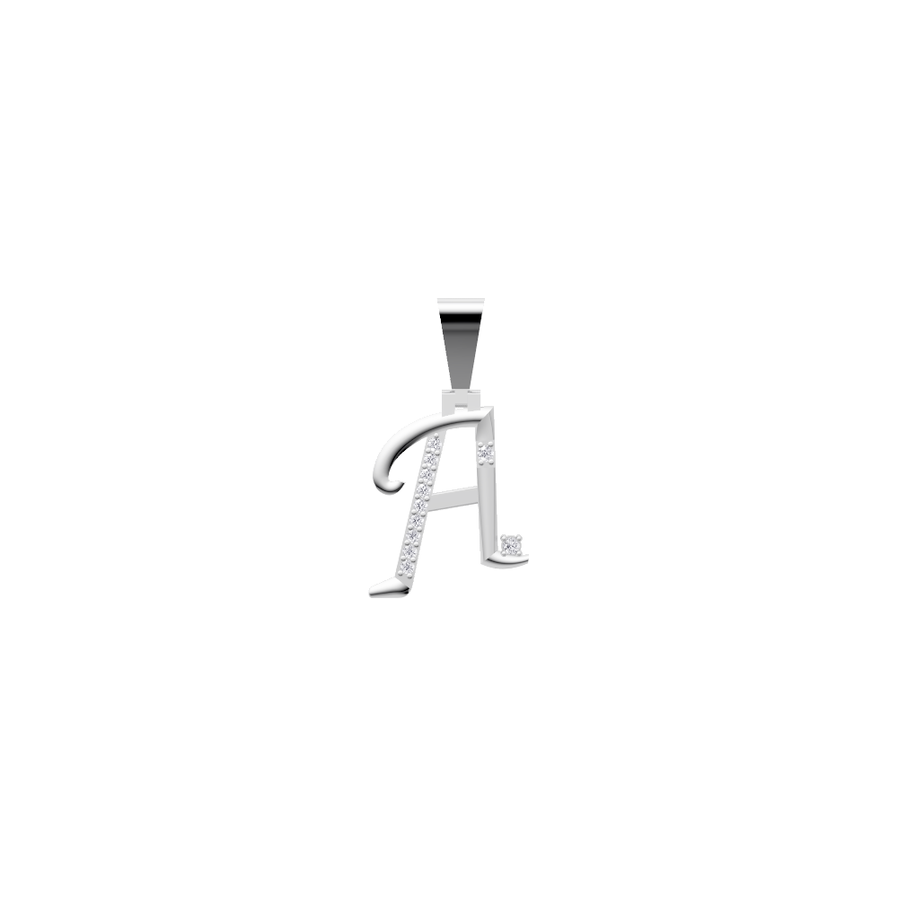Aarinya Script Yellow Gold 'A' Lab Grown Diamond Pendant, The Solstice Script Initial 'A' Pendant