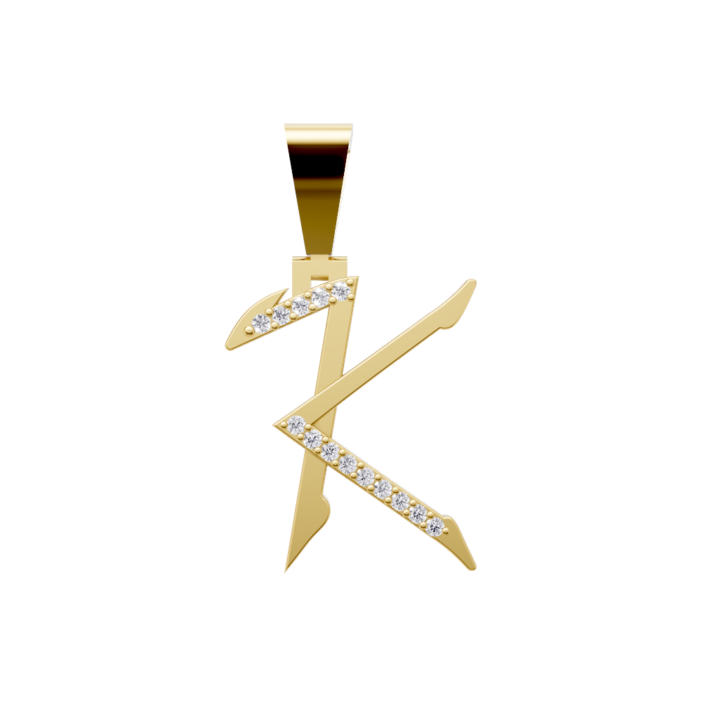 Aarinya Sculpted 'K' Lab Grown Diamond Pendant, The Prism Sculpted Initial 'K' Pendant