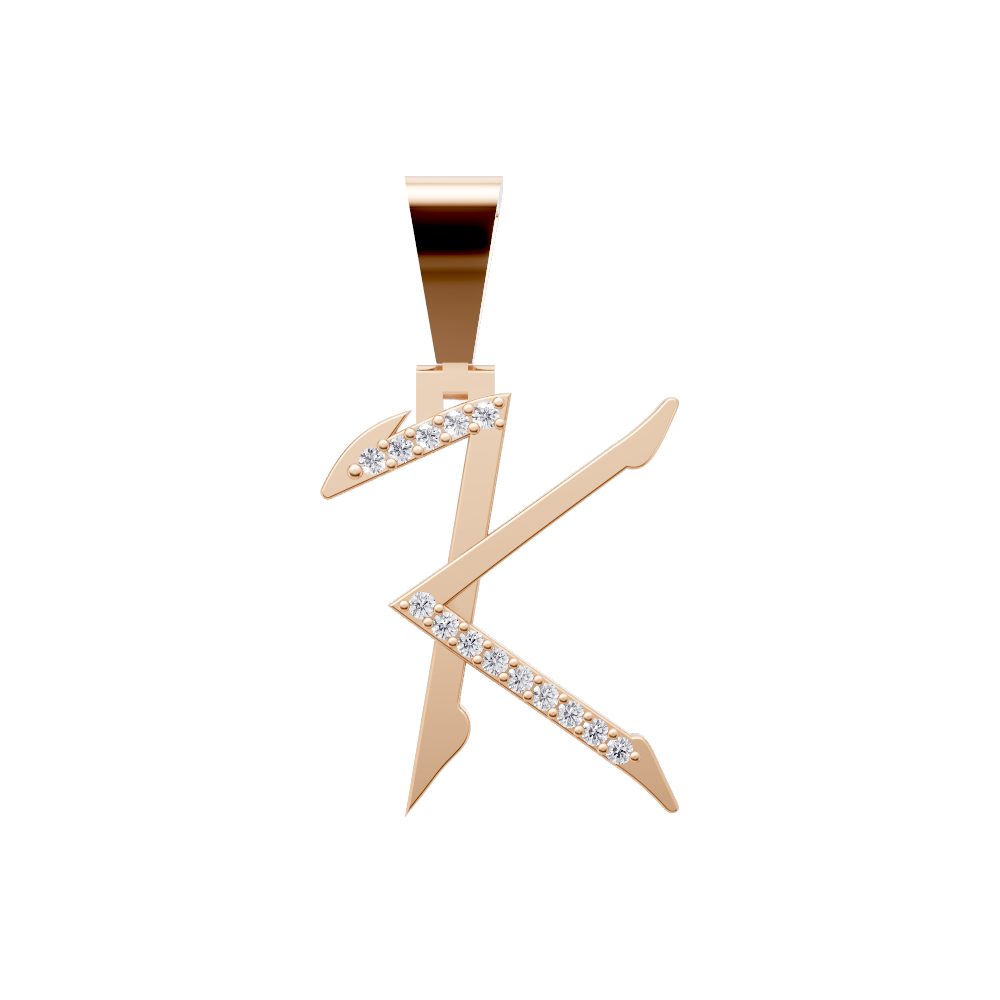 Aarinya Sculpted 'K' Lab Grown Diamond Pendant, The Prism Sculpted Initial 'K' Pendant