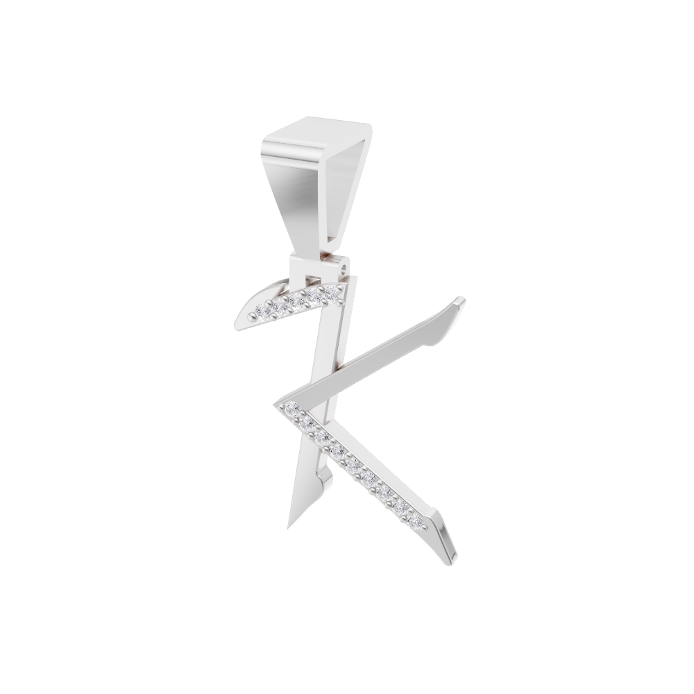 Aarinya Sculpted 'K' Lab Grown Diamond Pendant, The Prism Sculpted Initial 'K' Pendant