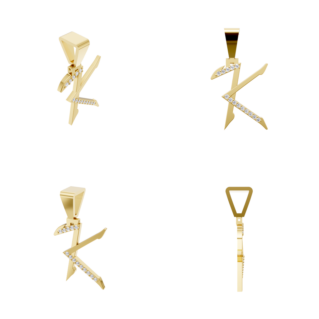Aarinya Sculpted 'K' Lab Grown Diamond Pendant, The Prism Sculpted Initial 'K' Pendant