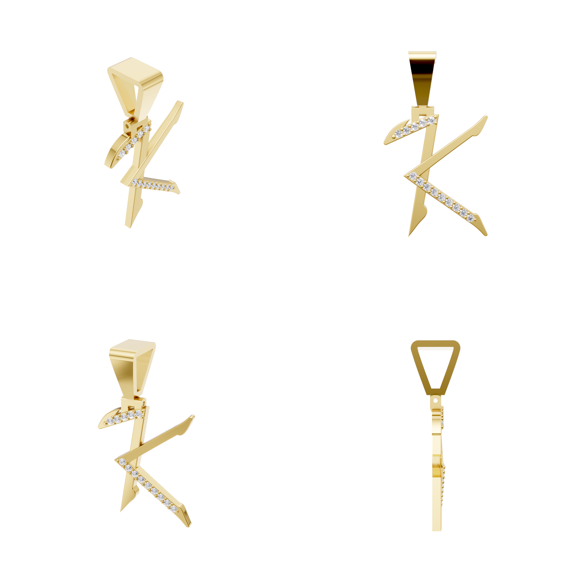 Aarinya Sculpted 'K' Lab Grown Diamond Pendant, The Prism Sculpted Initial 'K' Pendant