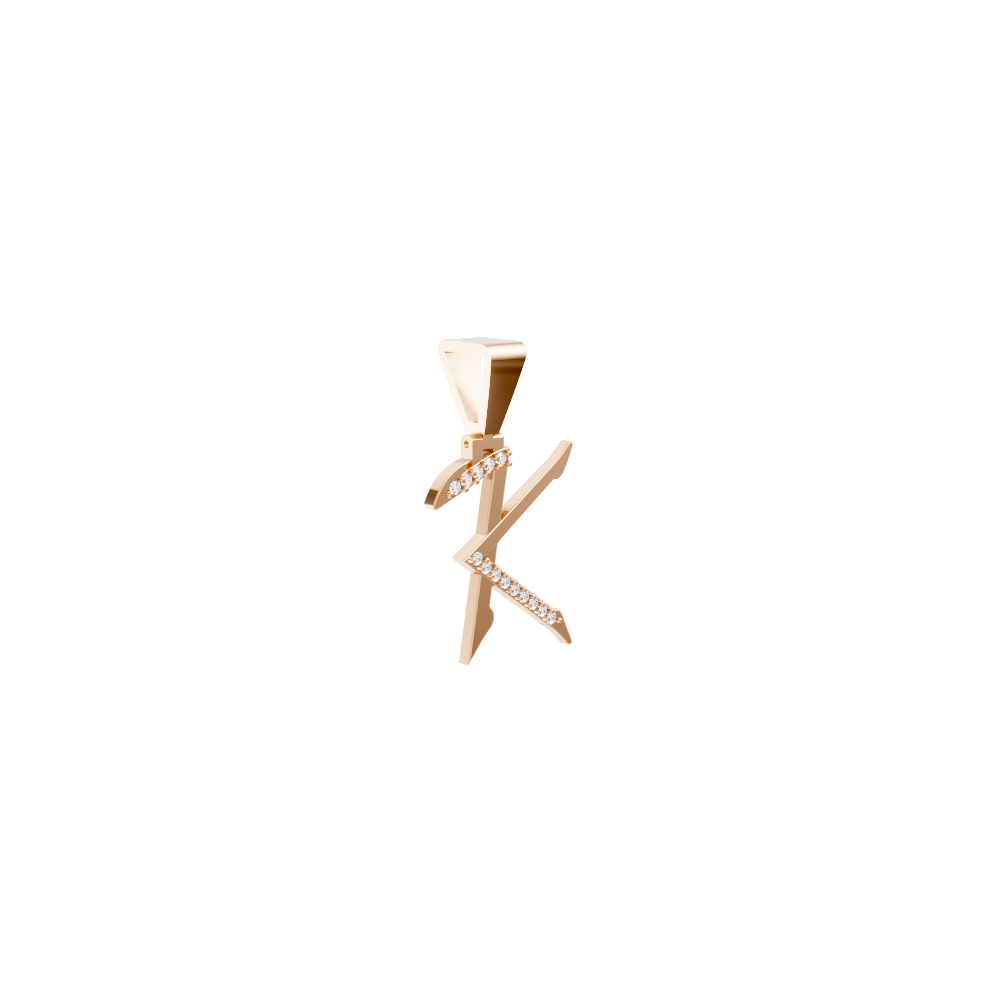 Aarinya Sculpted 'K' Lab Grown Diamond Pendant, The Prism Sculpted Initial 'K' Pendant