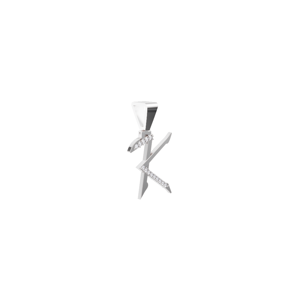 Aarinya Sculpted 'K' Lab Grown Diamond Pendant, The Prism Sculpted Initial 'K' Pendant