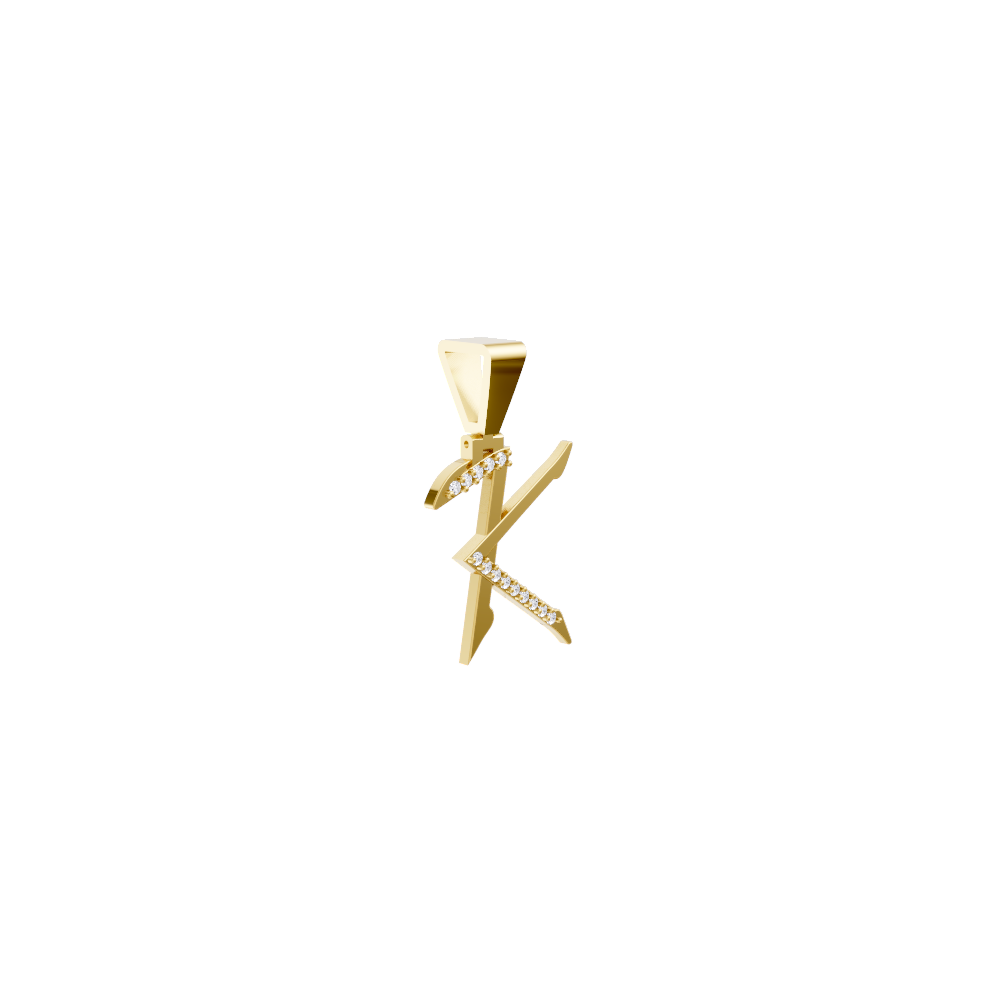Aarinya Sculpted 'K' Lab Grown Diamond Pendant, The Prism Sculpted Initial 'K' Pendant